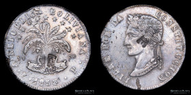 Bolivia. 8 Soles 1853 FP. Contramarcas chinas. KM112.1