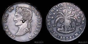 Bolivia. 8 Soles 1854 MJ. Contramarca R. KM112.2