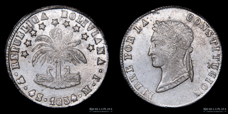 Bolivia. 4 Soles 1854 MJ. AG.667; 32mm; 13.41g. KM123.2 (AU) #203

Estimate: U...