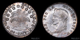 Bolivia. 4 Soles 1857 FJ. Roturas de cuño. KM123.2