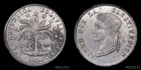 Bolivia. 4 Soles 1854 F. La Paz Mint. KM125