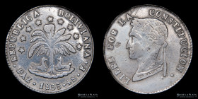 Bolivia. 4 Soles 1855 F. La Paz Mint. KM125
