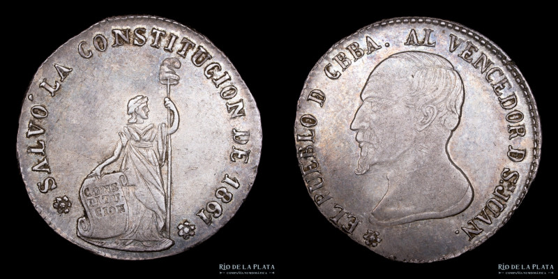 Bolivia. 4 Soles 1861. Medalla Monetaria. AG; 30mm; 9.95g. "El Pueblo de Cochaba...