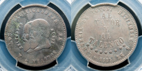 Bolivia. 1/2 Melgarejo 1865.  AU55. KM145.1