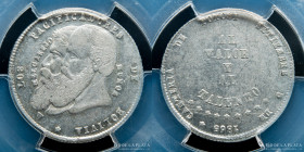 Bolivia. 1/4 Melgarejo 1865.  AU53. KM144