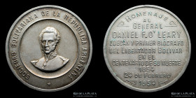 Soc. Boliviana en Argentina. Medalla. A O´Leary. Primer Biografo de Bolivar. Plata
