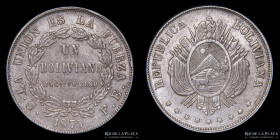 Bolivia. 1 Boliviano 1875 FE. KM155.4