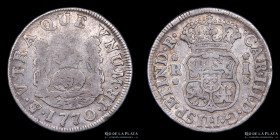 Potosi. Carlos III. 1 Real 1770 JR Columnaria. CJ 61.4.2