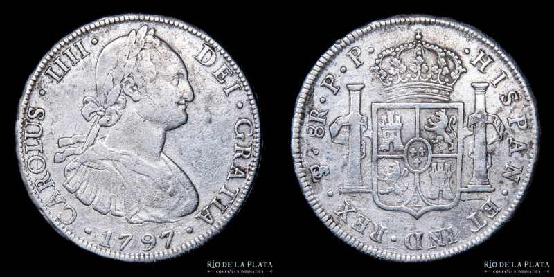 Potosí. Carlos IV (1788-1808) 8 Reales 1797 PP (Pedro Mazondo, Pedro Martín Albi...