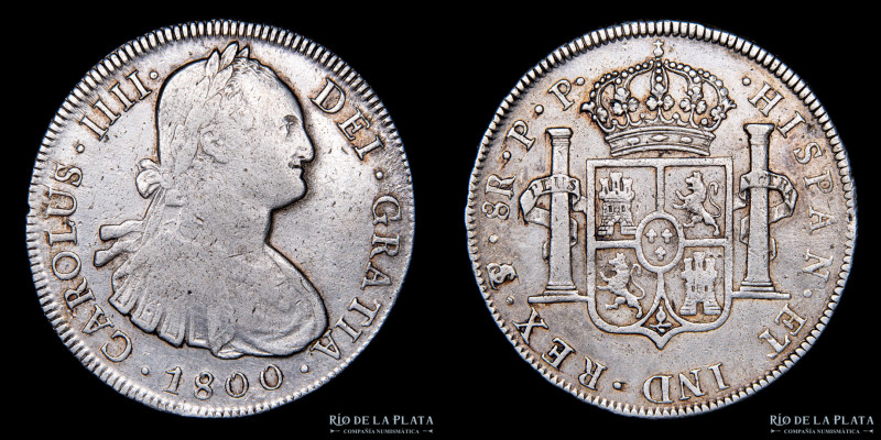 Potosí. Carlos IV (1788-1808) 8 Reales 1800 PP (Pedro Mazondo, Pedro Martín Albi...