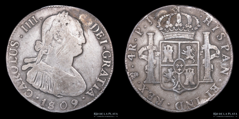 Potosí. Carlos IV (1788-1808) 4 Reales 1809 PJ (Pedro Martin Albizu, Juan Palomo...