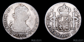Potosi. Carlos IV. 2 Reales 1790 JR. CJ 78.2.2