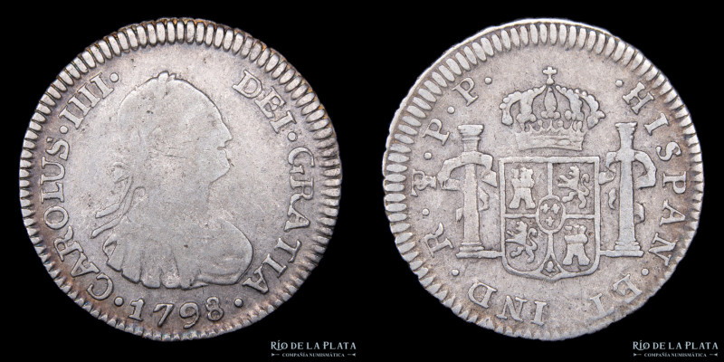 Potosí. Carlos IV (1789-1808) 1/2 Real 1798 PP (Ensayadores Pedro Martin Albizu ...