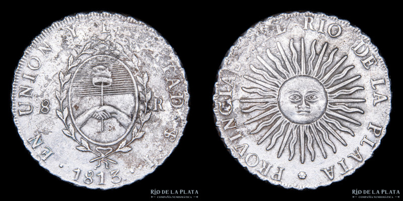 Argentina. Provincias Unidas del Río de la Plata. 8 Reales 1813 J (José Antonio ...