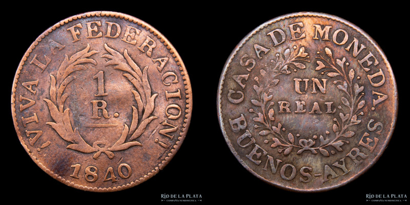 Argentina. Buenos Aires. 1 Real 1840. Casa de Moneda de Buenos Aires. CU, 26.3mm...