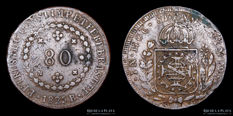 Brasil. Pedro I (1822-1831) 80 Reis 1825, ceca de Bahia. CU; 41.3mm; 24.39g. KM3...