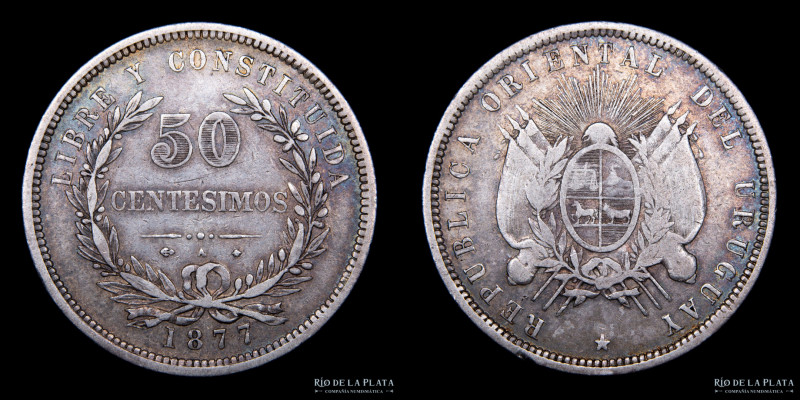 Uruguay. 50 Centésimos 1877. AG.900. 33.0mm; 12.26g. KM16 (VF)

Estimate: USD ...