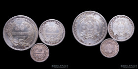 Uruguay. 1877. Lote x3. 50, 20 y 10 Centesimos