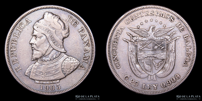 Panama. 50 Centavos 1905. AG.900; 37.0mm; 25.01g. KM5 (VF+)

Estimate: USD 35 ...