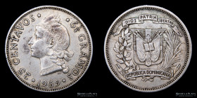 Rep. Dominicana. 25 Centavos 1939. KM20