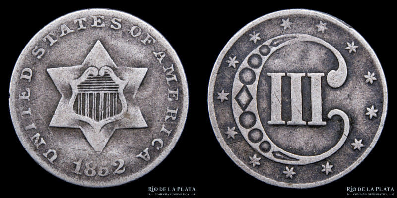 USA. 3 Cents 1852. AG.750; 14.0mm; 0.80g. KM75 (F)

Estimate: USD 50 - 100