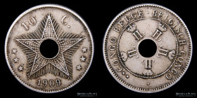 Congo Belga. 10 Centimes 1909. KM13