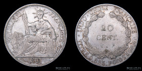 Indochina Francesa. 20 Centimes 1919. KM17.1