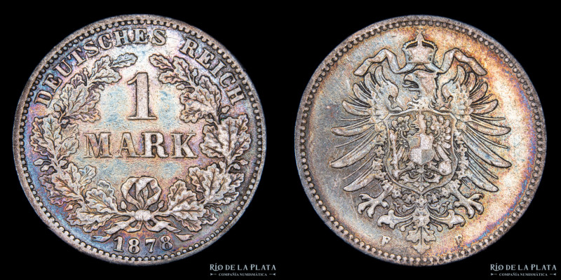 Alemania. 1 Mark 1878 F. AG.900; 24mm; 5.45g. KM7 (VF) Pátina

Estimate: USD 2...