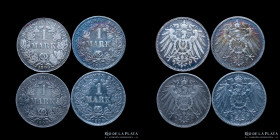 Alemania. Lote x4. 1 Mark 1893 a 1899. Diferentes cecas