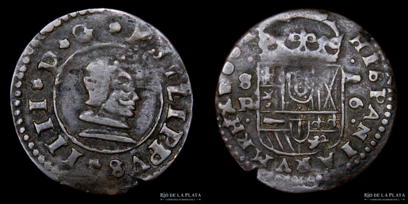 España. Felipe IV (1621-1665) 16 Maravedis. Año no legible (1661 a 64), Ceca de ...