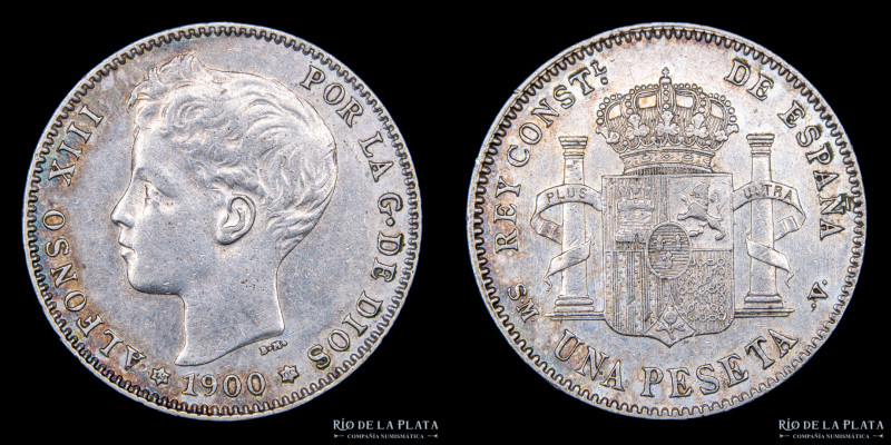 España. Alfonso XIII (1886-1931) 1 Peseta 1900. AG.835, 23.0mm; 5.00g. KM706 (XF...