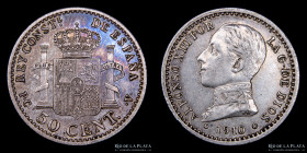 España. Alfonso XIII. 50 Centimos 1910. KM730
