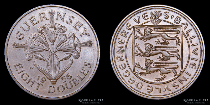 Guernsey. 8 Doubles 1956. Bronce; 31 mm; 9.7g. KM16 (VF+)

Estimate: USD 15 - ...