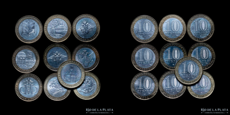 Rusia. Federacion. 10 Rublos 2002 x 10 diferentes (Serie completa del año 2002) ...
