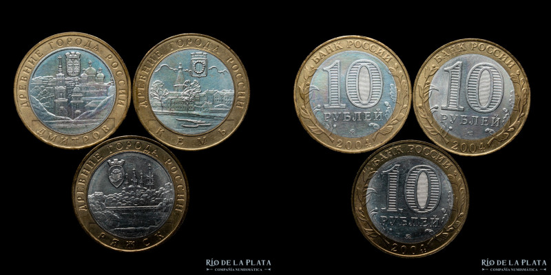 Rusia. Federacion. 10 Rublos 2004 x 3 diferentes. (Serie completa del año 2004) ...
