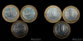Rusia. Federacion. 10 Rublos 2004 x 3 diferentes