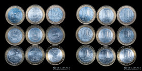 Rusia. Federacion. 10 Rublos 2007 x 9 diferentes