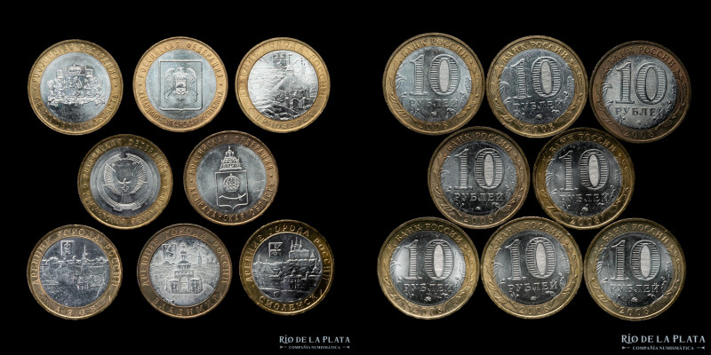 Rusia. Federacion. 10 Rublos 2008 x 8 diferentes. (Serie completa del año 2008) ...