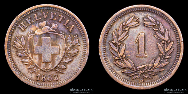 Suiza. 1 Rappen 1882 B. CU; 16mm; 1.50g. KM3 (VF)

Estimate: USD 15 - 25