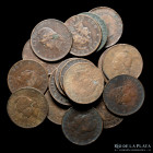 Argentina. Lote x 17 cobres de 2 centavos 1884. Variantes