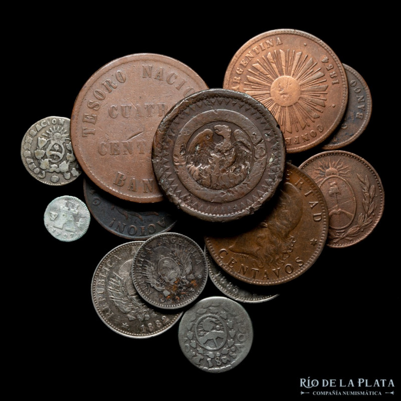 Argentina. Lote x 15 monedas mix desde 1823-1883. Incluye monedas de plata y cob...