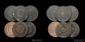 Paraguay. Lote x 6 monedas 4 Centesimos 1870