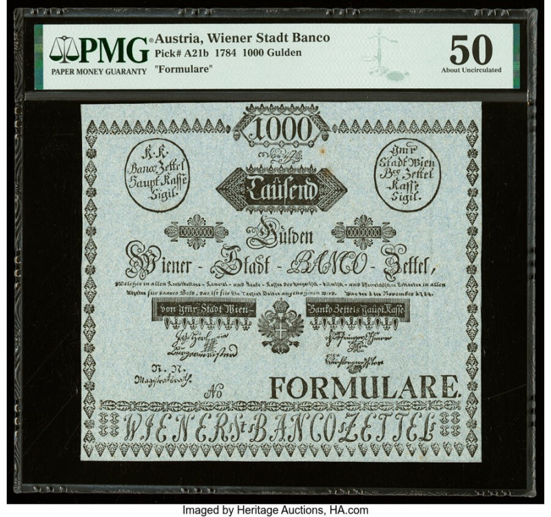 Austria Wiener Stadt Banco 1000 Gulden 1.11.1784 Pick A21b PMG About Uncirculate...