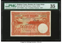 Belgian Congo Banque du Congo Belge 20 Francs 10.12.1943 Pick 15B PMG Choice Very Fine 35. 

HID09801242017

© 2022 Heritage Auctions | All Rights Res...