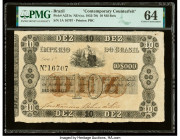 Brazil Thesouro Nacional 10 Mil Reis ND (ca. 1852-70) Pick A231x Contemporary Counterfeit PMG Choice Uncirculated 64. Minor rust is noted on this exam...