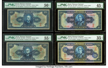 Brazil Thesouro Nacional 10 (2); 20 (2) Mil Reis ND (1925) (2); (1931) (2) Pick 39c; 39d; 48c; 48d Four Examples PMG About Uncirculated 50 EPQ; About ...