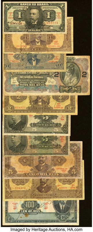 Brazil Group Lot of 10 Examples Very Good-Fine. Stains, paper pulls and internal...