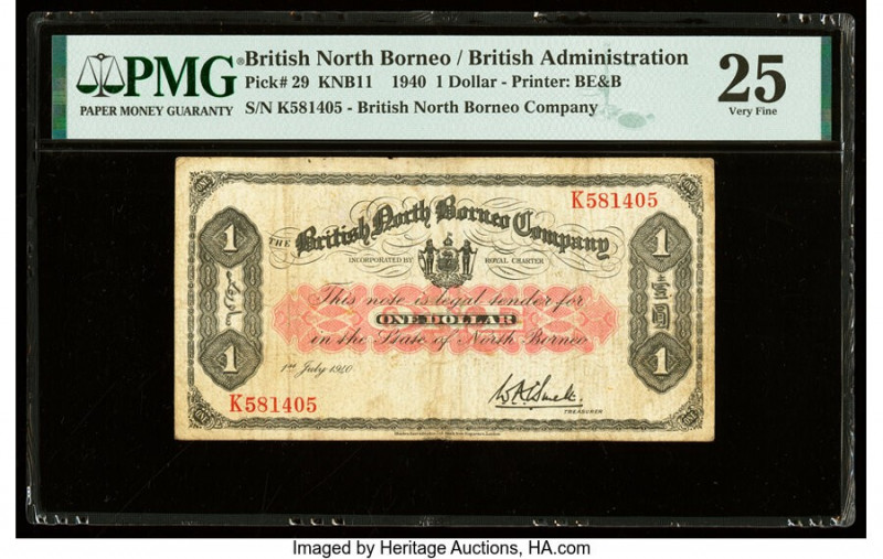 British North Borneo British North Borneo Company 1 Dollar 1.7.1940 Pick 29 PMG ...
