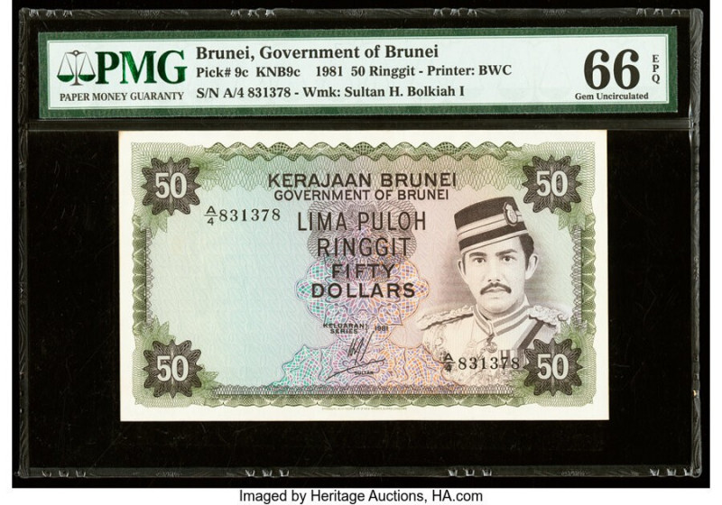 Brunei Government of Brunei 50 Ringgit 1981 Pick 9c KNB9c PMG Gem Uncirculated 6...