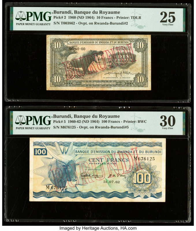 Burundi Banque du Royaume du Burundi 10; 100 Francs 5.10.1960 (ND 1964); 31.7.19...